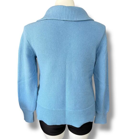 Sonoma Womens Knit Sweater Pullover Quarter Zip High Collar Relaxed Fit Blue 0X - Picture 4 of 9